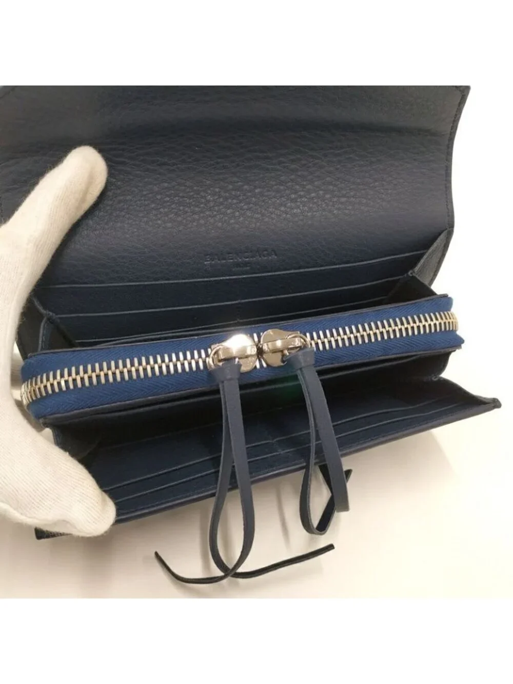 Balenciaga Paper Mani Bifold Wallet Leather Navy - Picture 7 of 10